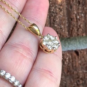 14k CARDOW Vtg Diamond Pendant Necklace